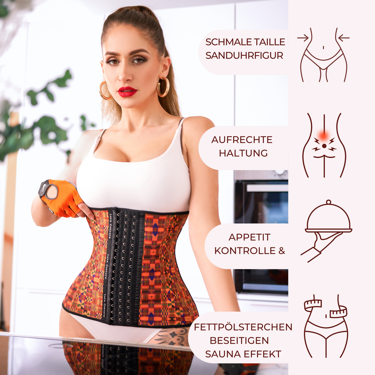 "Orange Arya - Premium Taille formendes Corset
